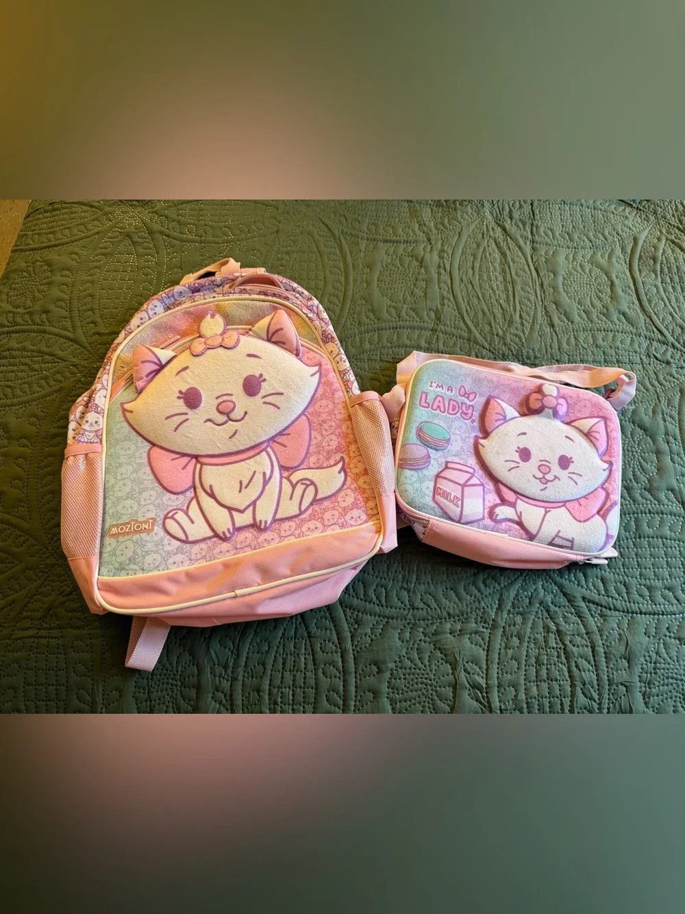 Disney Pink Cat Backpack and Lunch Bag Set